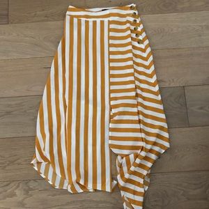 Topshop yellow and white striped skirt